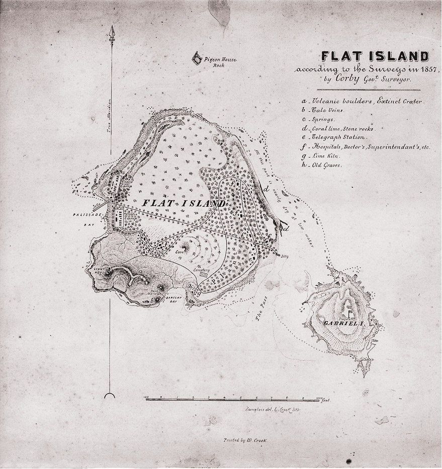 Alte Landkarte von Flat Island (Mauritius) 1857